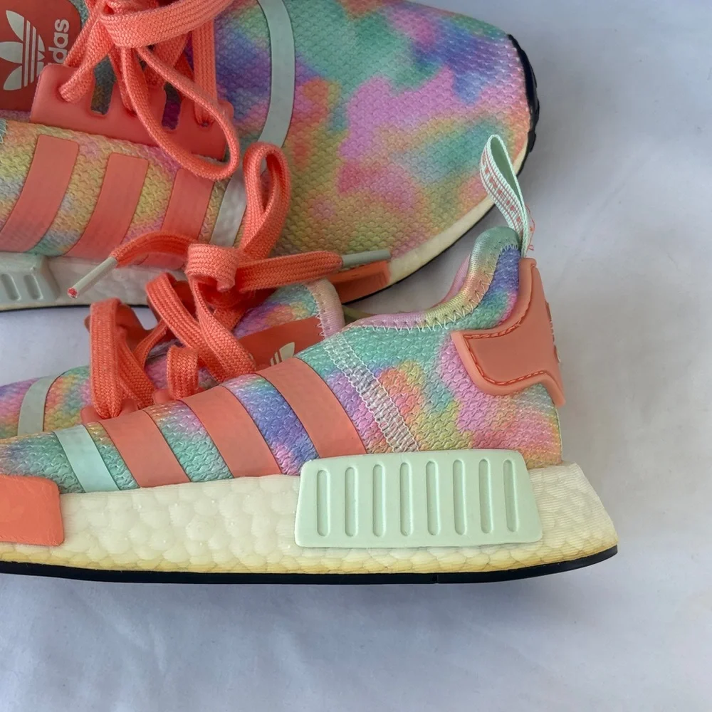 adidas Women’s Pastel Tie-Dye Sneakers with Coral Laces - Picture 9 of 12